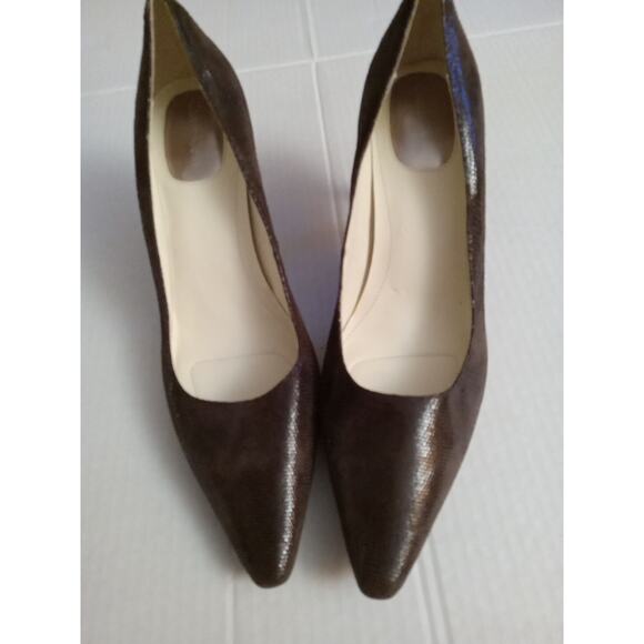 Calvin Klein Women' s Size 8 Heeled Pumps Office Classic Pointed Toe Brown - Picture 1 of 10